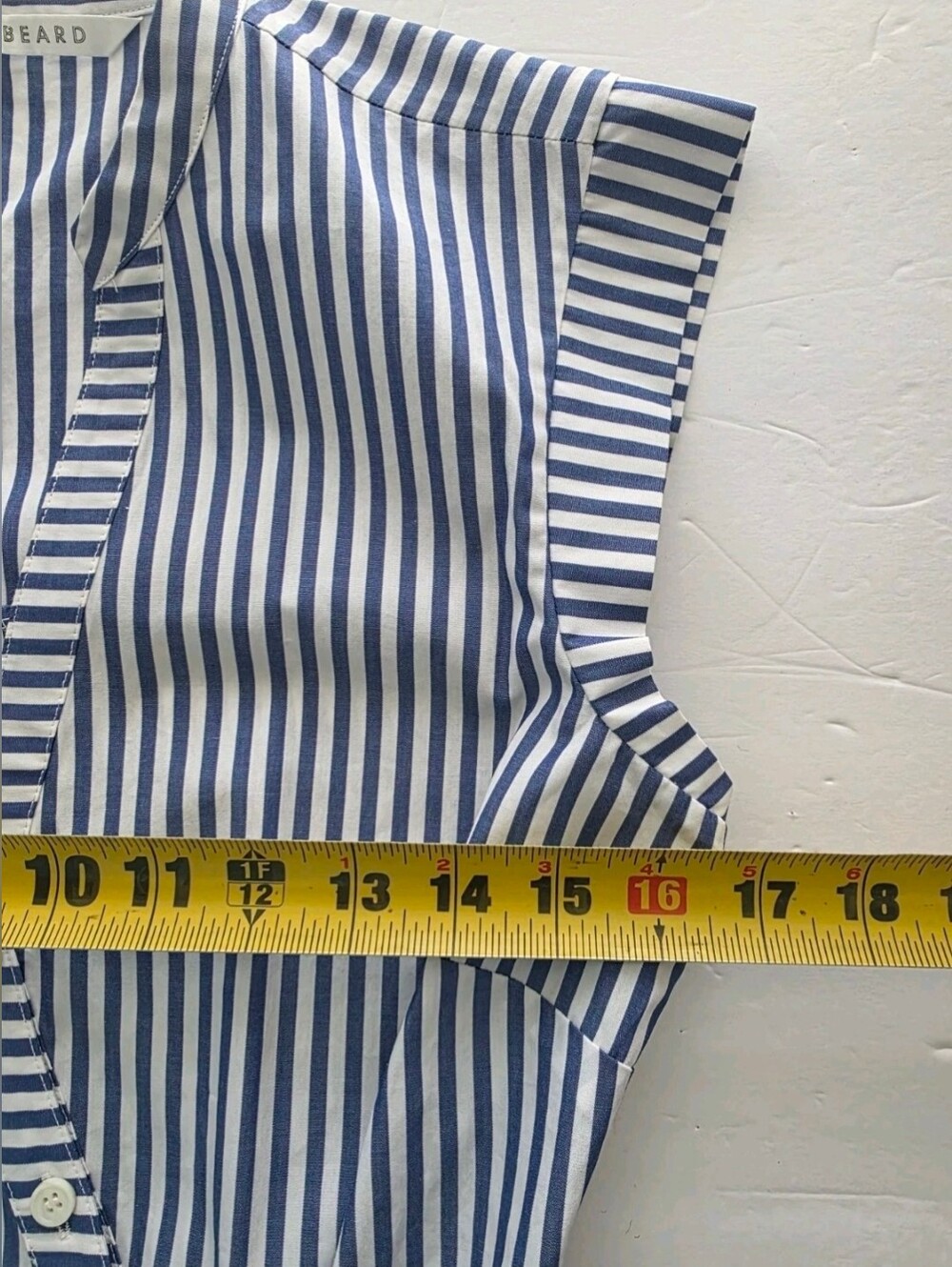 Veronica Beard Womens Ruched Shirt Dress In Blue & White Stripe 100% Cotton Sz 4 - Picture 7 of 16